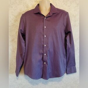 Egara Button Up Men's Dress Shirt Non Iron Slim Fit Check Long Sleeve Size Large